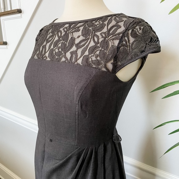 Anne Klein Gray Dress with Lace Detail - Picture 4 of 11
